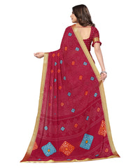 Thumbnail for Vamika Maroon Georgette Printed With Lace Saree - Distacart