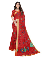 Thumbnail for Vamika Red Georgette Printed With Lace Saree - Distacart