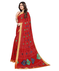 Thumbnail for Vamika Red Georgette Printed With Lace Saree - Distacart