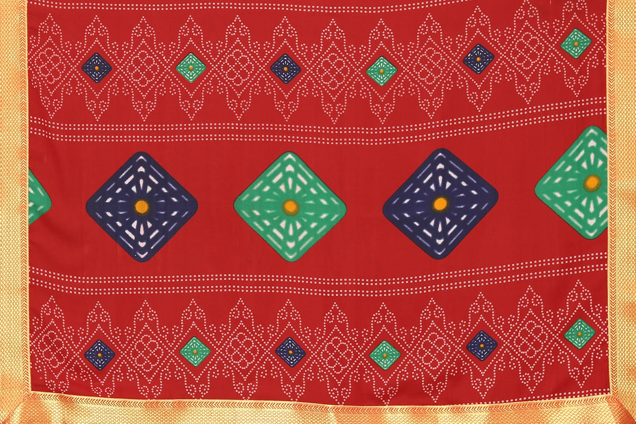 Vamika Red Georgette Printed With Lace Saree - Distacart