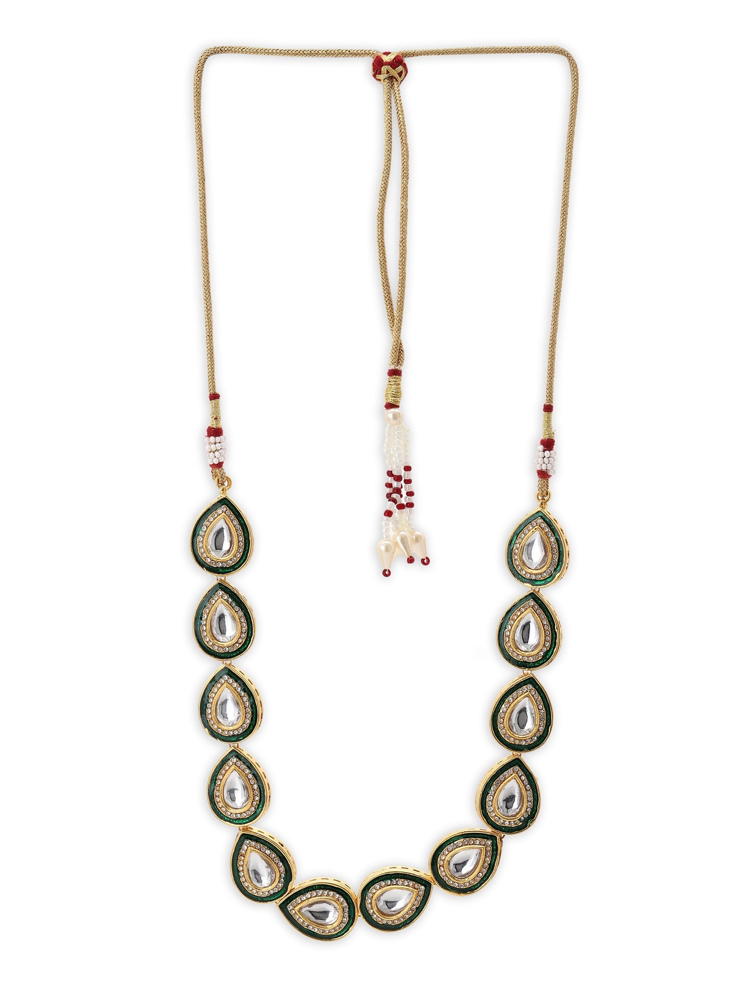Green White Brass Gold-Plated Necklace - Ruby Raang - Distacart