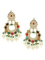 Thumbnail for Multicoloured Gold Plated Circular Drop Earrings - Ruby Raang - Distacart