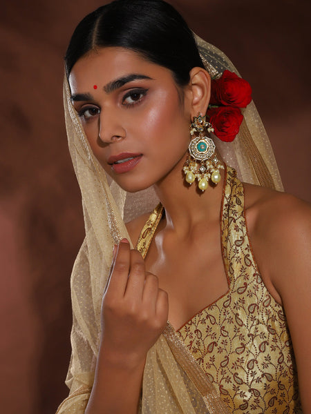 White Gold Plated Circular Drop Earrings - Ruby Raang - Distacart