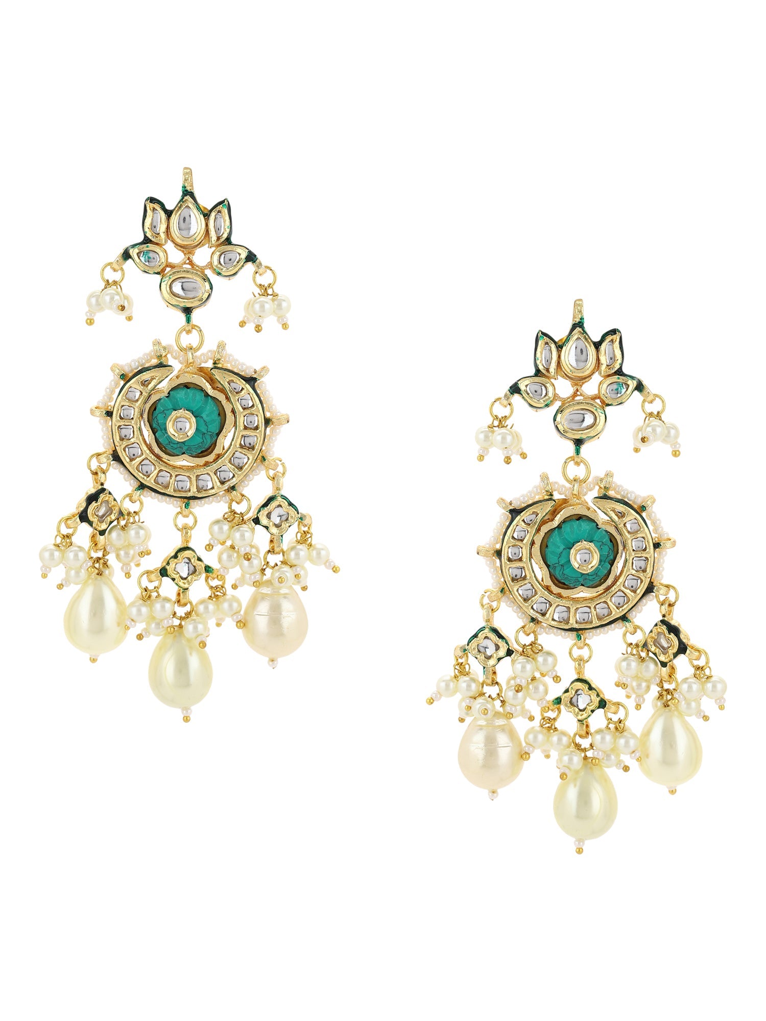 White Gold Plated Circular Drop Earrings - Ruby Raang - Distacart