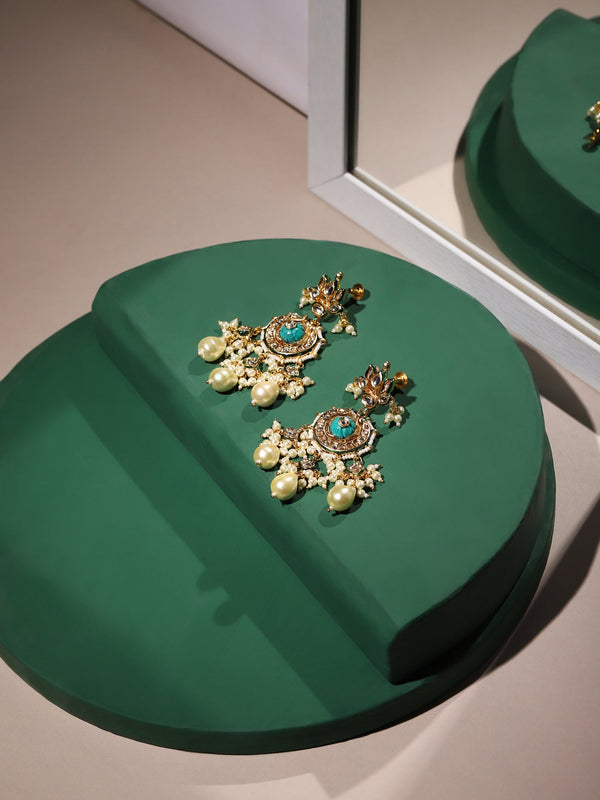 White Gold Plated Circular Drop Earrings - Ruby Raang - Distacart