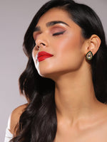 Thumbnail for Green Gold Plated Teardrop Shaped Studs Earrings - Ruby Raang - Distacart