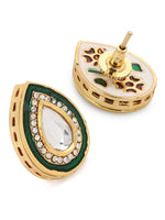 Thumbnail for Green Gold Plated Teardrop Shaped Studs Earrings - Ruby Raang - Distacart