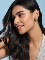 Thumbnail for Black Teardrop Kundan Shaped Studs Earrings - Ruby Raang - Distacart