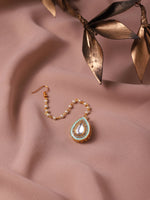 Thumbnail for Gold-Plated White Kundan-Studded Maangtika - Ruby Raang - Distacart