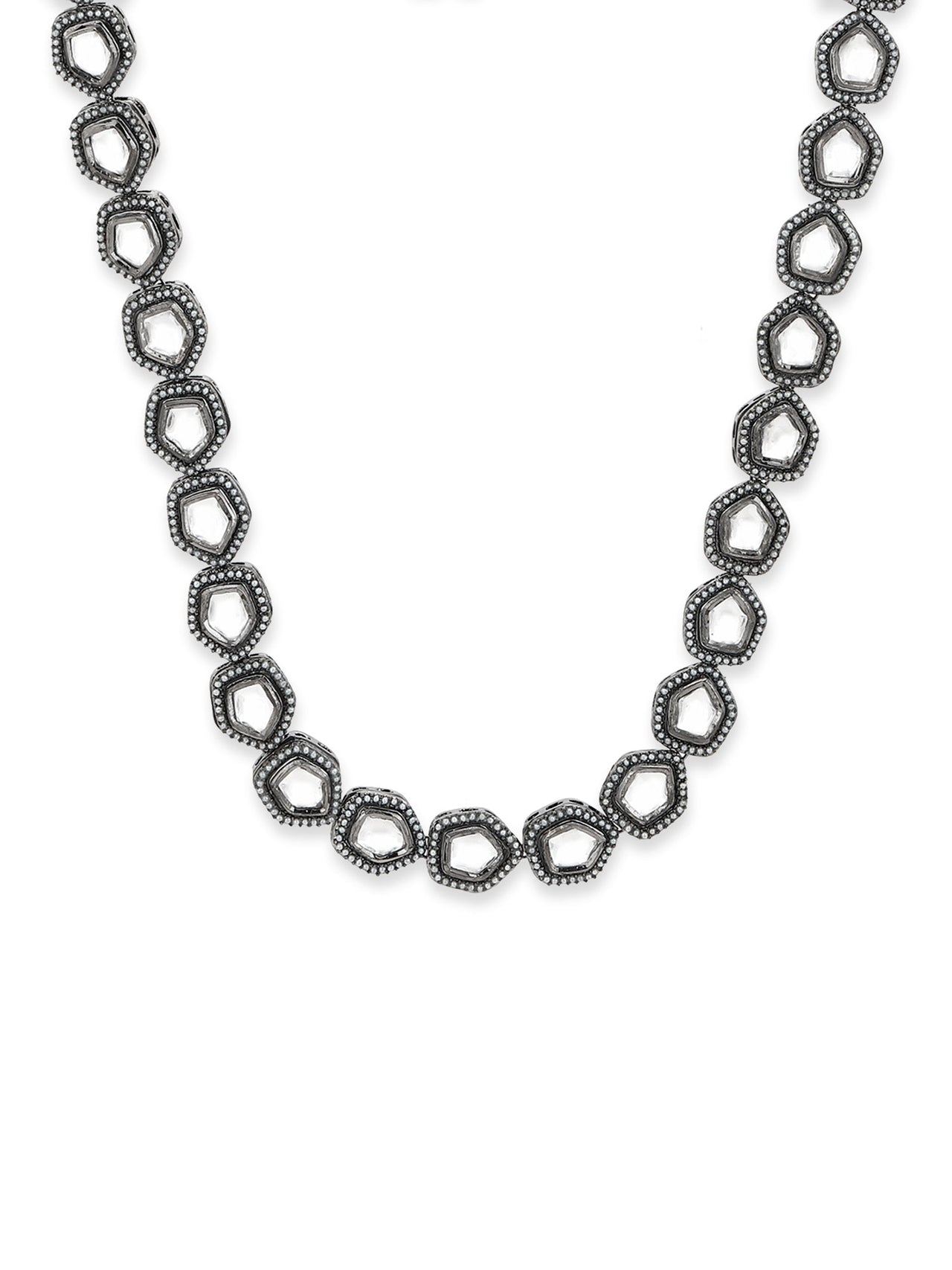 Black Brass Rhodium-Plated Necklace - Ruby Raang - Distacart
