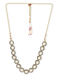 Thumbnail for Gold-Toned Green Brass Rhodium-Plated Kundan Necklace - Ruby Raang - Distacart