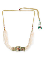 Thumbnail for Gold-Toned White Gold-Plated Handcrafted Necklace - Ruby Raang - Distacart