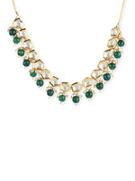 Thumbnail for Gold-Plated White Greeb Brass Kundan Pearls Necklace - Ruby Raang - Distacart