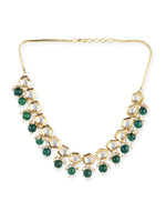 Thumbnail for Gold-Plated White Greeb Brass Kundan Pearls Necklace - Ruby Raang - Distacart