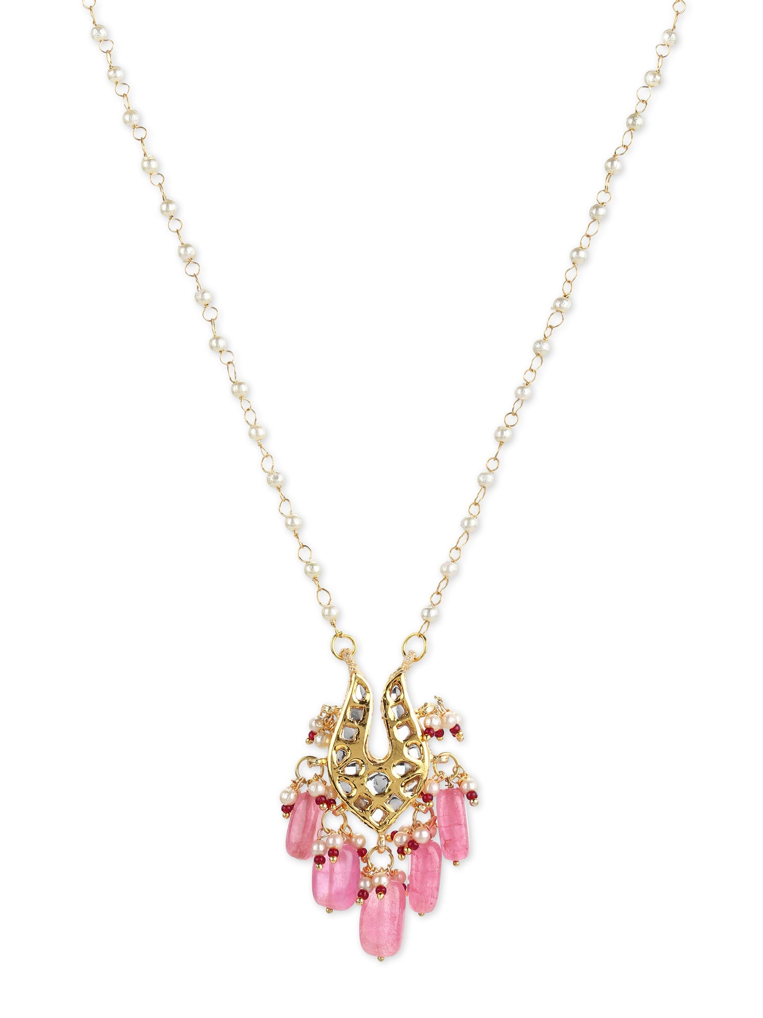 Gold-Plated Pink Brass Necklace - Ruby Raang - Distacart