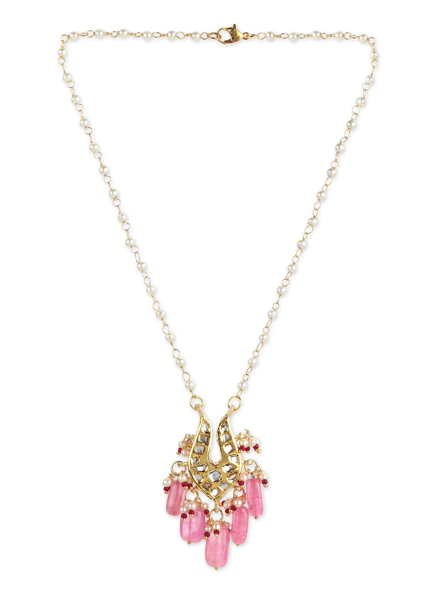 Gold-Plated Pink Brass Necklace - Ruby Raang - Distacart