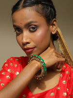 Thumbnail for Gold Plated Kundan Meenakari Bangle - Ruby Raang - Distacart