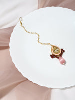 Thumbnail for Pink Gold Plated Kundan Studded Maang Tikka - Ruby Raang - Distacart