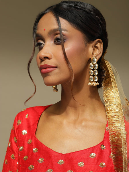 Silver Gold-Plated Contemporary Jhumkas Earrings - Ruby Raang - Distacart