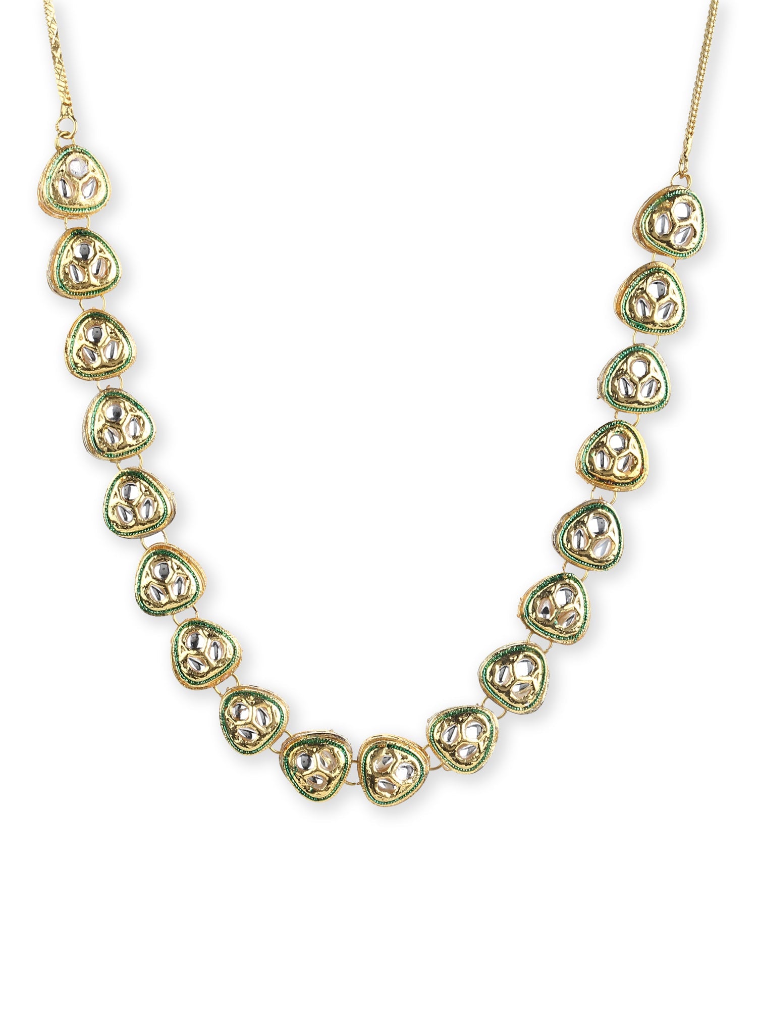 Gold-Plated White Brass Kundan Necklace - Ruby Raang - Distacart