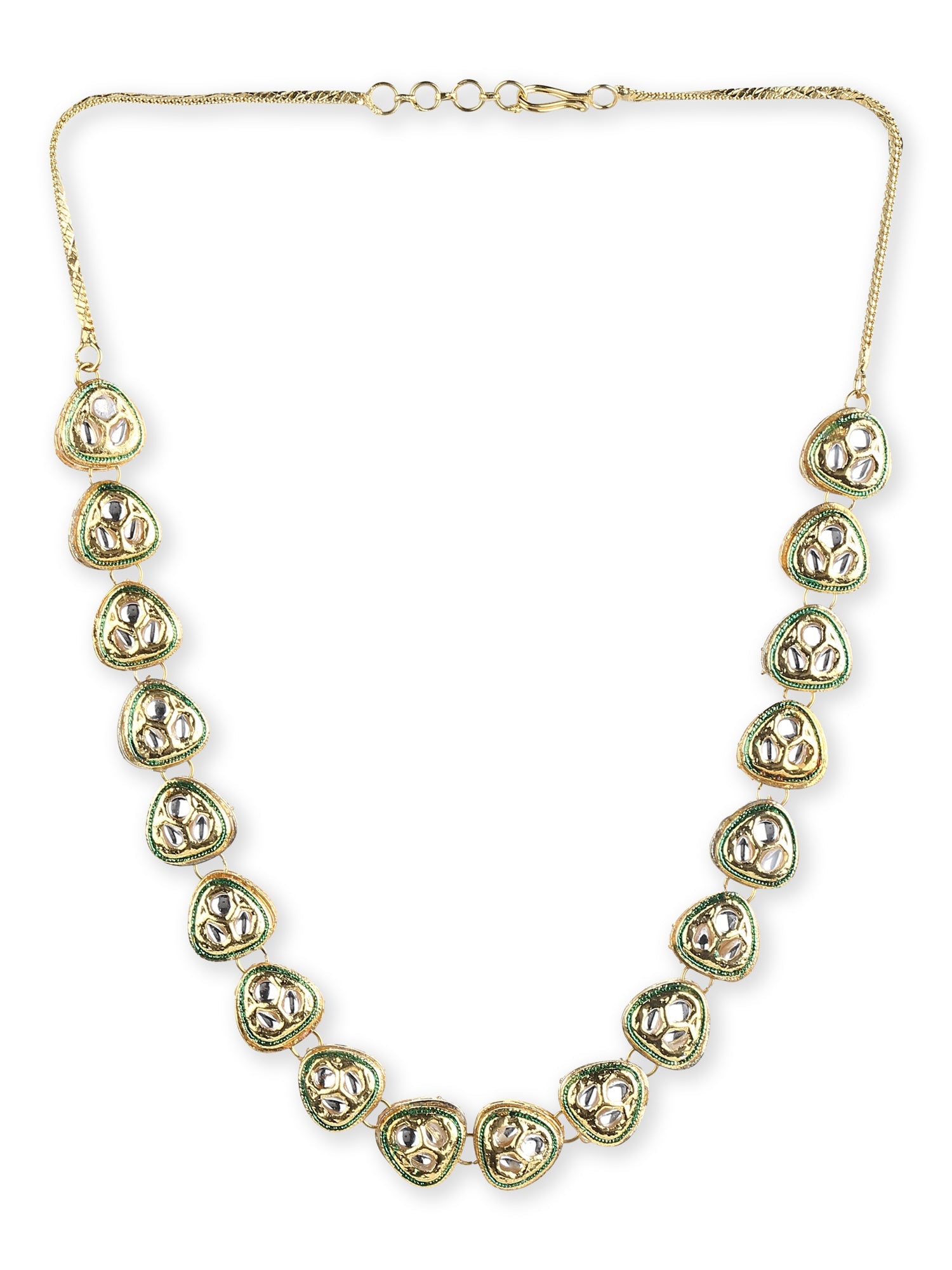 Gold-Plated White Brass Kundan Necklace - Ruby Raang - Distacart