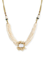 Thumbnail for Gold-Plated White Brass Kundan Pearls Choker Necklace - Ruby Raang - Distacart
