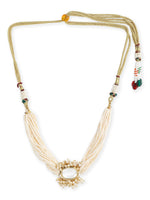 Thumbnail for Gold-Plated White Brass Kundan Pearls Choker Necklace - Ruby Raang - Distacart