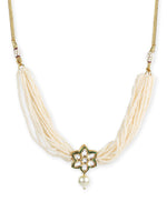 Thumbnail for Gold-Plated White Green Brass Kundan Pearls Choker Necklace - Ruby Raang - Distacart