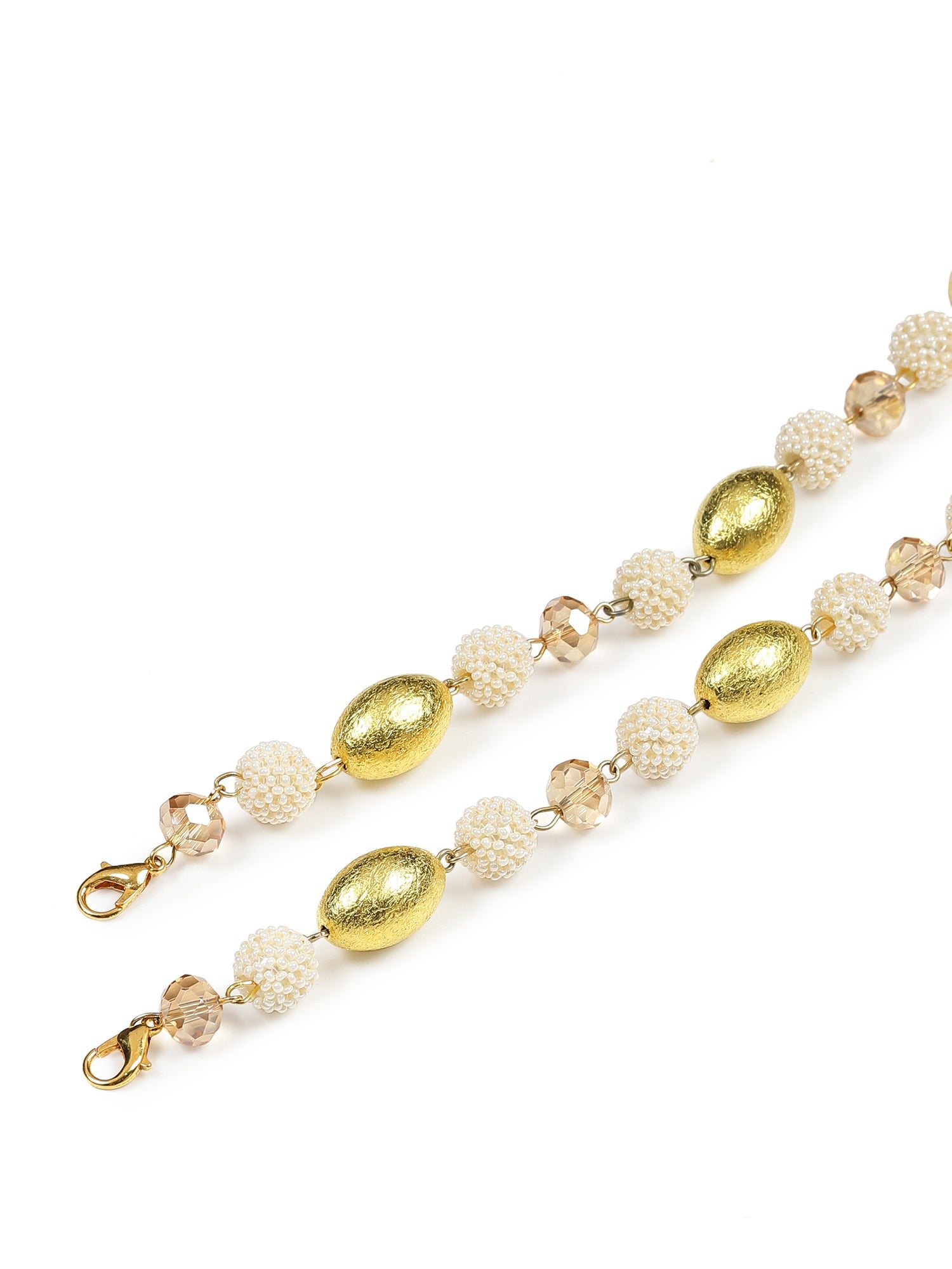 White Golden Embellished Mask Chain - Ruby Raang - Distacart