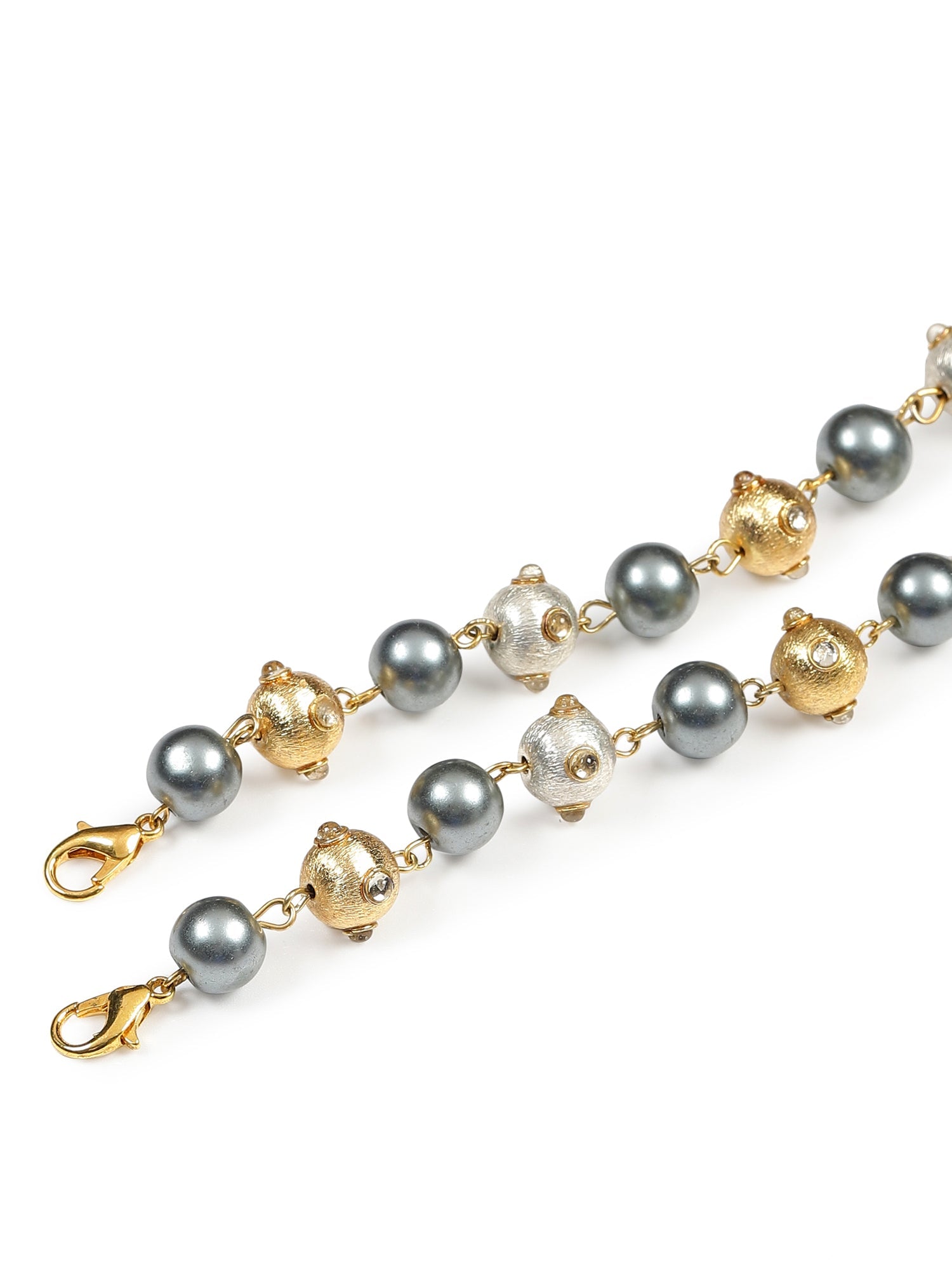 Gold-Toned Grey Beaded Mask Chain - Ruby Raang - Distacart