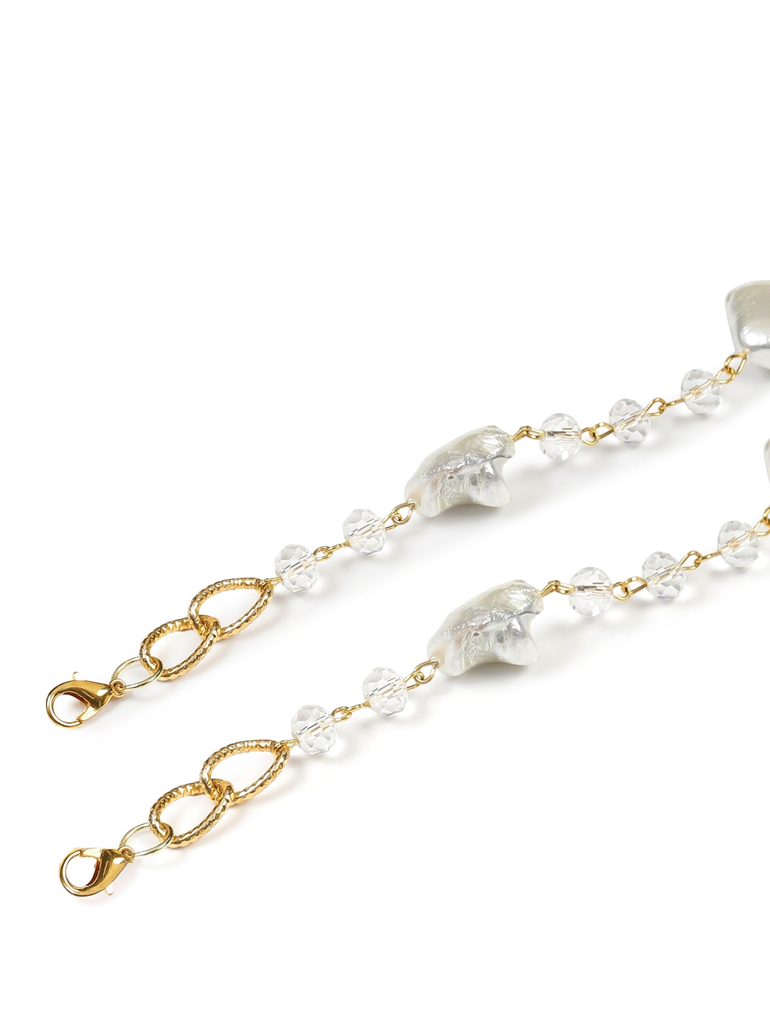 Gold Toned Embellished Mask Chain - Ruby Raang - Distacart