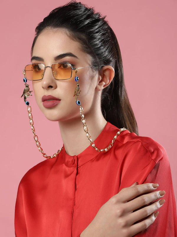 Gold-Plated Pearl Beaded Mask Chain - Ruby Raang - Distacart