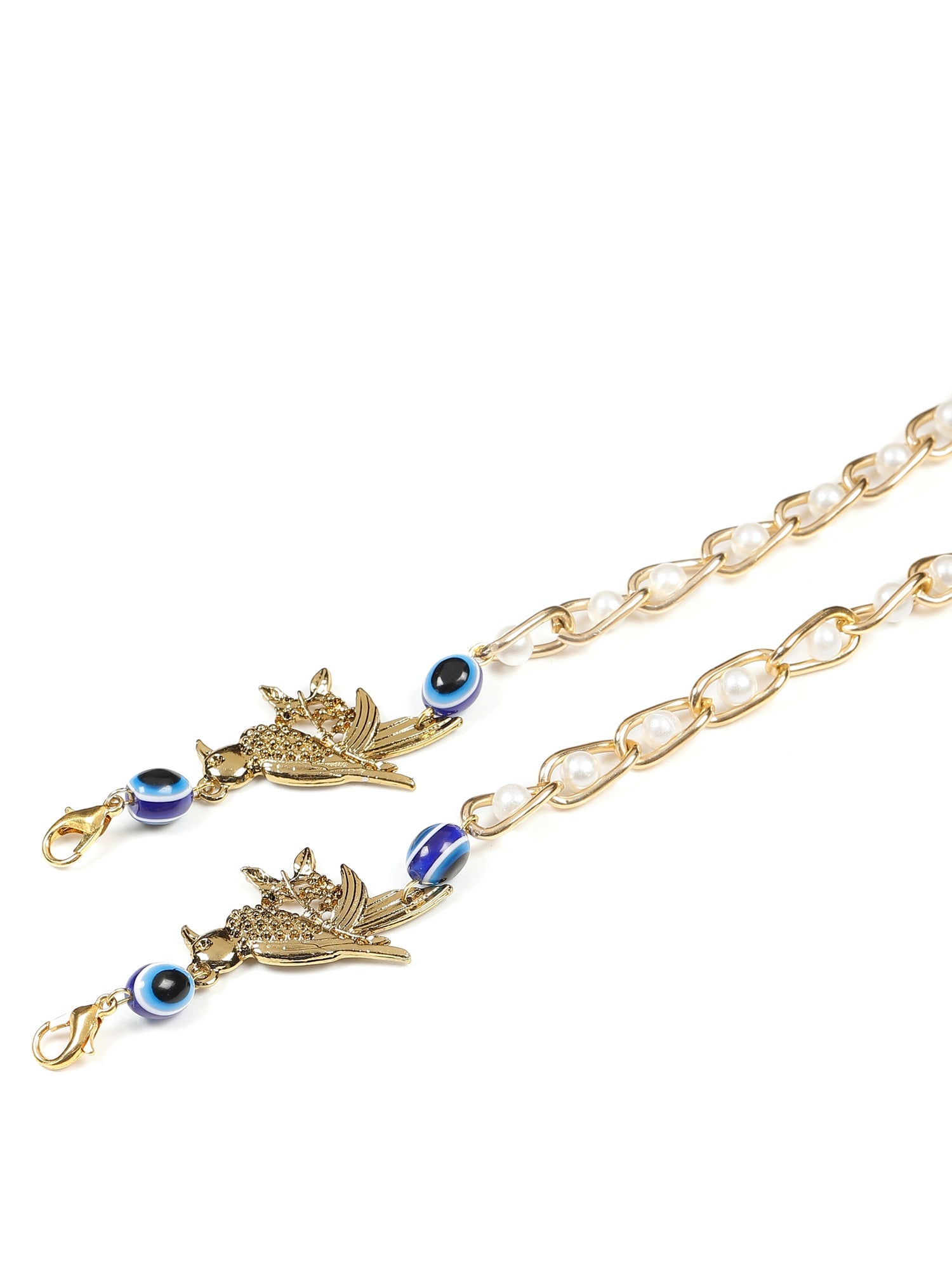 Gold-Plated Pearl Beaded Mask Chain - Ruby Raang - Distacart