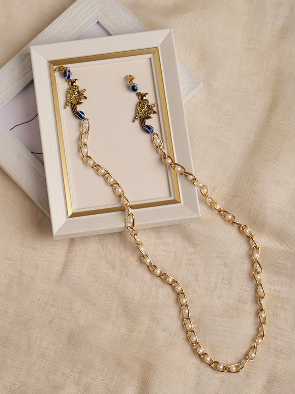Gold-Plated Pearl Beaded Mask Chain - Ruby Raang - Distacart