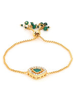 Thumbnail for Women's Gold-Plated Green Brass Charm Bracelet - Ruby Raang - Distacart