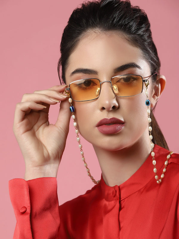 Gold-Toned Embellished Mask Chain - Ruby Raang - Distacart