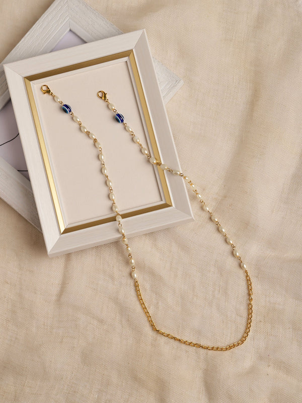 Gold-Toned Embellished Mask Chain - Ruby Raang - Distacart