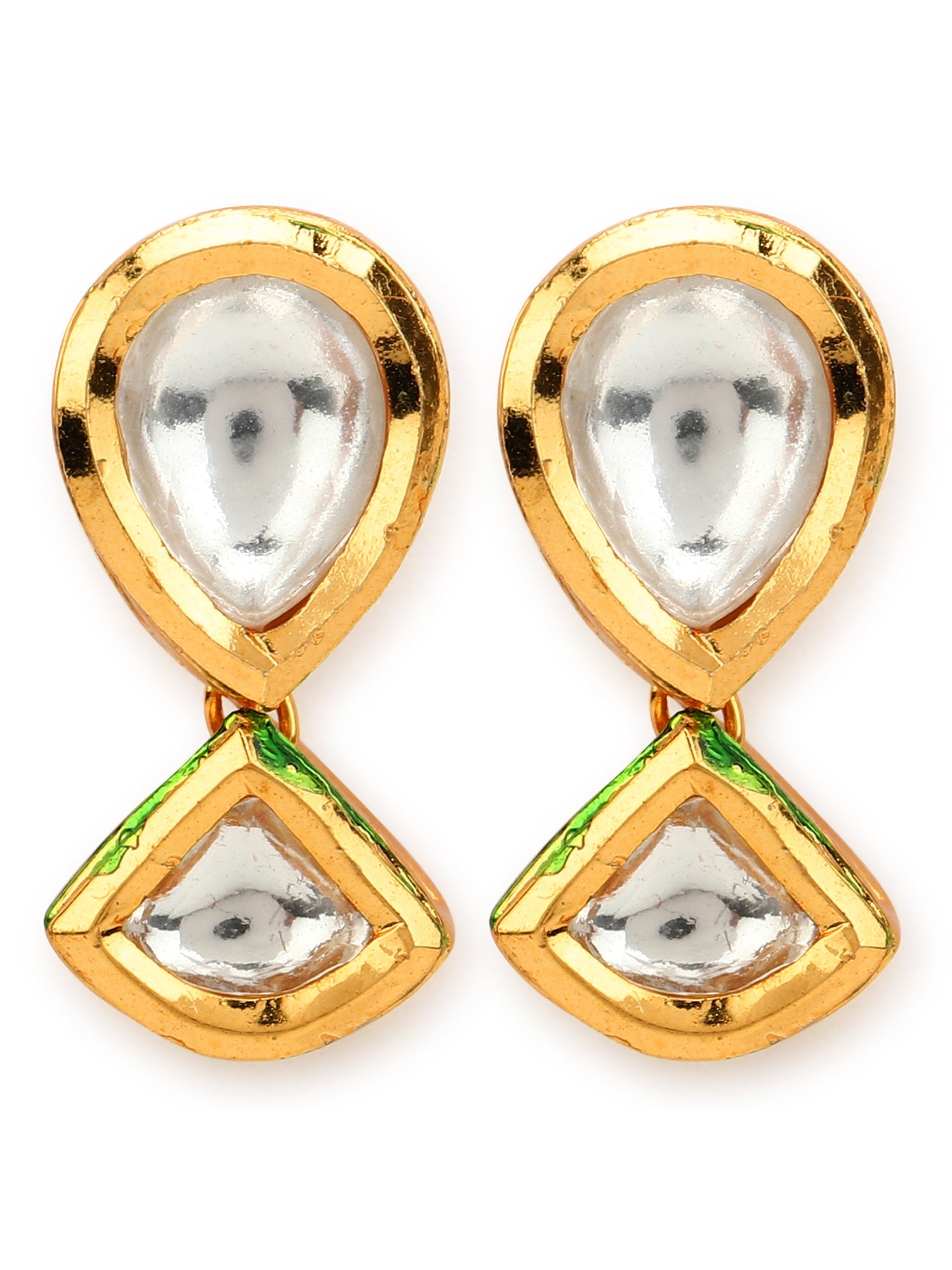 Gold-Toned Circular Studs Earrings - Ruby Raang - Distacart