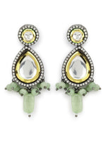 Thumbnail for Green White Teardrop Shaped Drop Earrings - Ruby Raang - Distacart