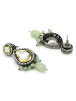 Thumbnail for Green White Teardrop Shaped Drop Earrings - Ruby Raang - Distacart