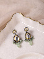 Thumbnail for Green White Teardrop Shaped Drop Earrings - Ruby Raang - Distacart