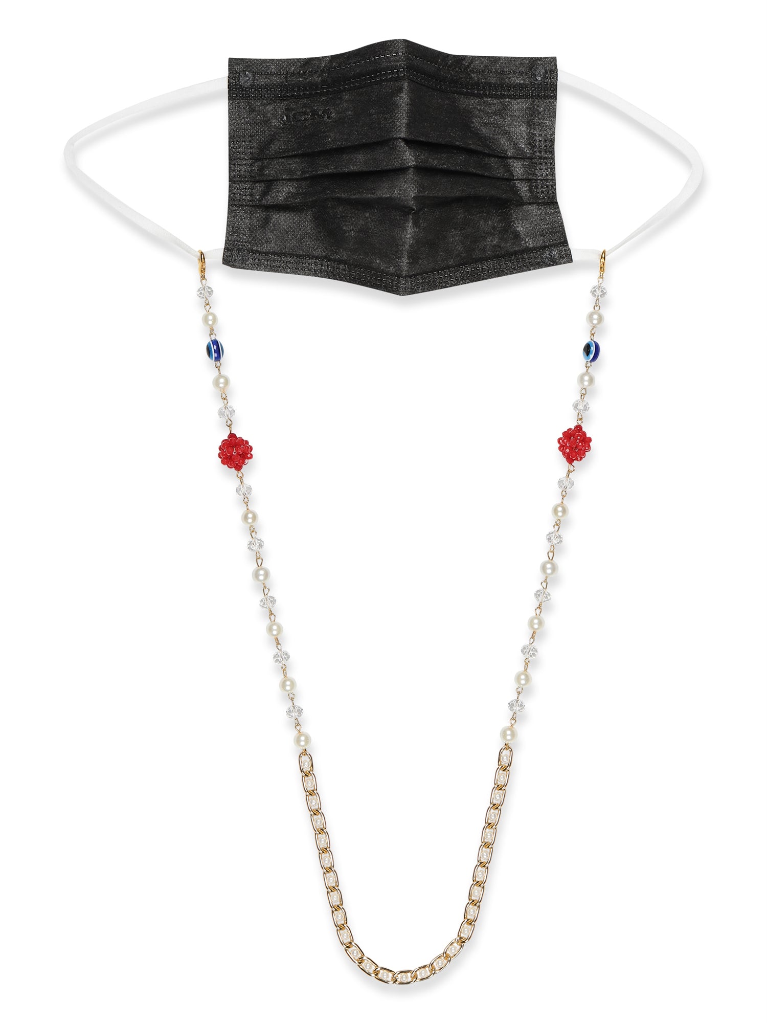 White Embellsihed Mask Chain - Ruby Raang - Distacart