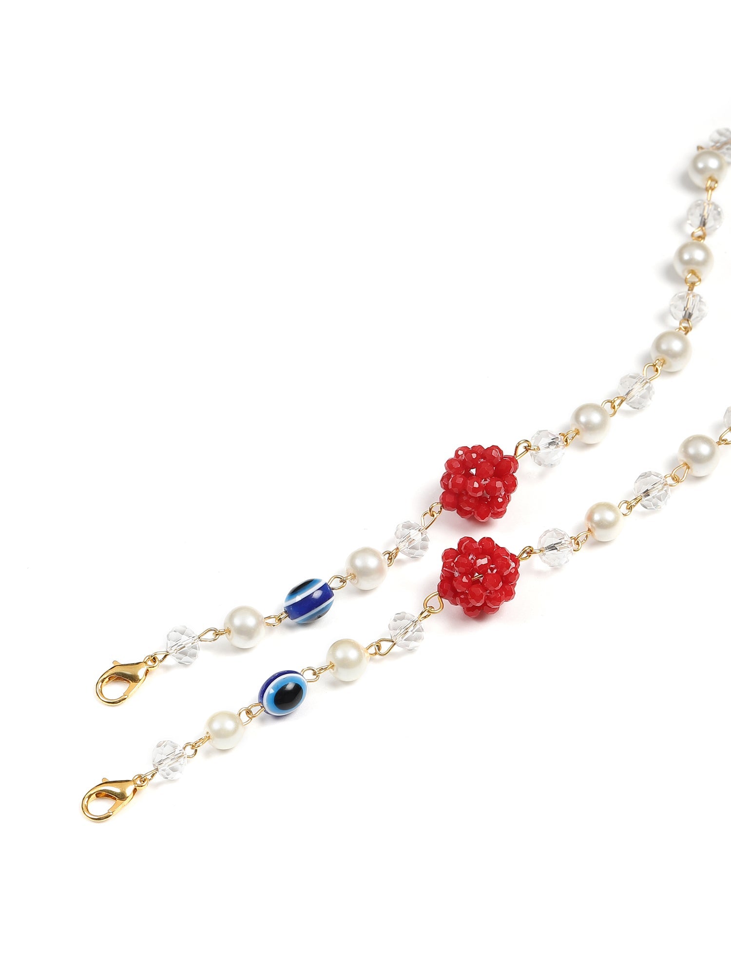 White Embellsihed Mask Chain - Ruby Raang - Distacart