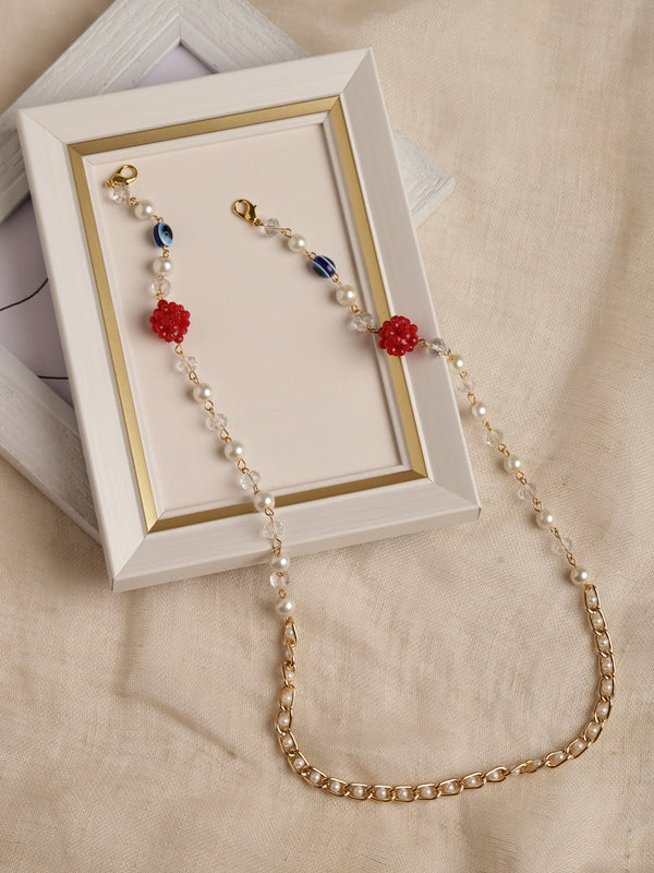 White Embellsihed Mask Chain - Ruby Raang - Distacart