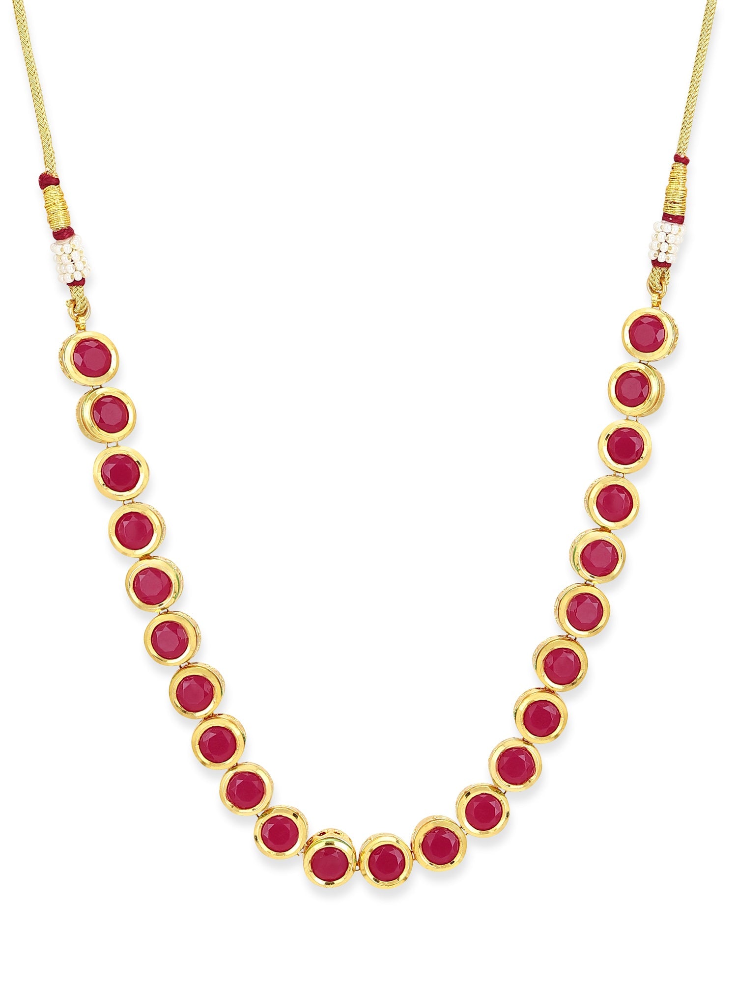 Pink Brass Gold-Plated Necklace - Ruby Raang - Distacart