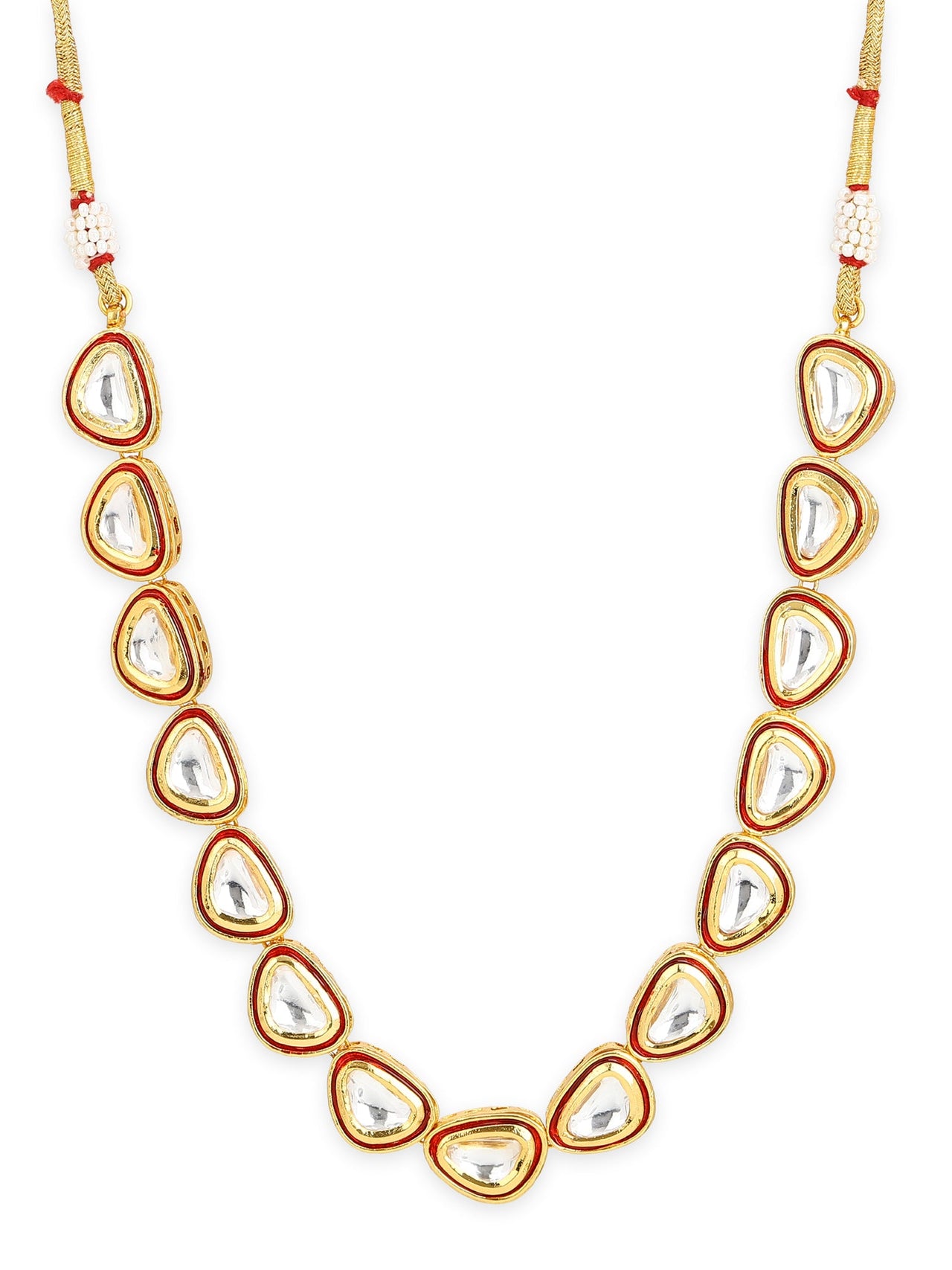 Women's Gold-Plated Kundan Studded Necklace - Ruby Raang - Distacart