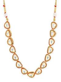 Thumbnail for Women's Gold-Plated Kundan Studded Necklace - Ruby Raang - Distacart