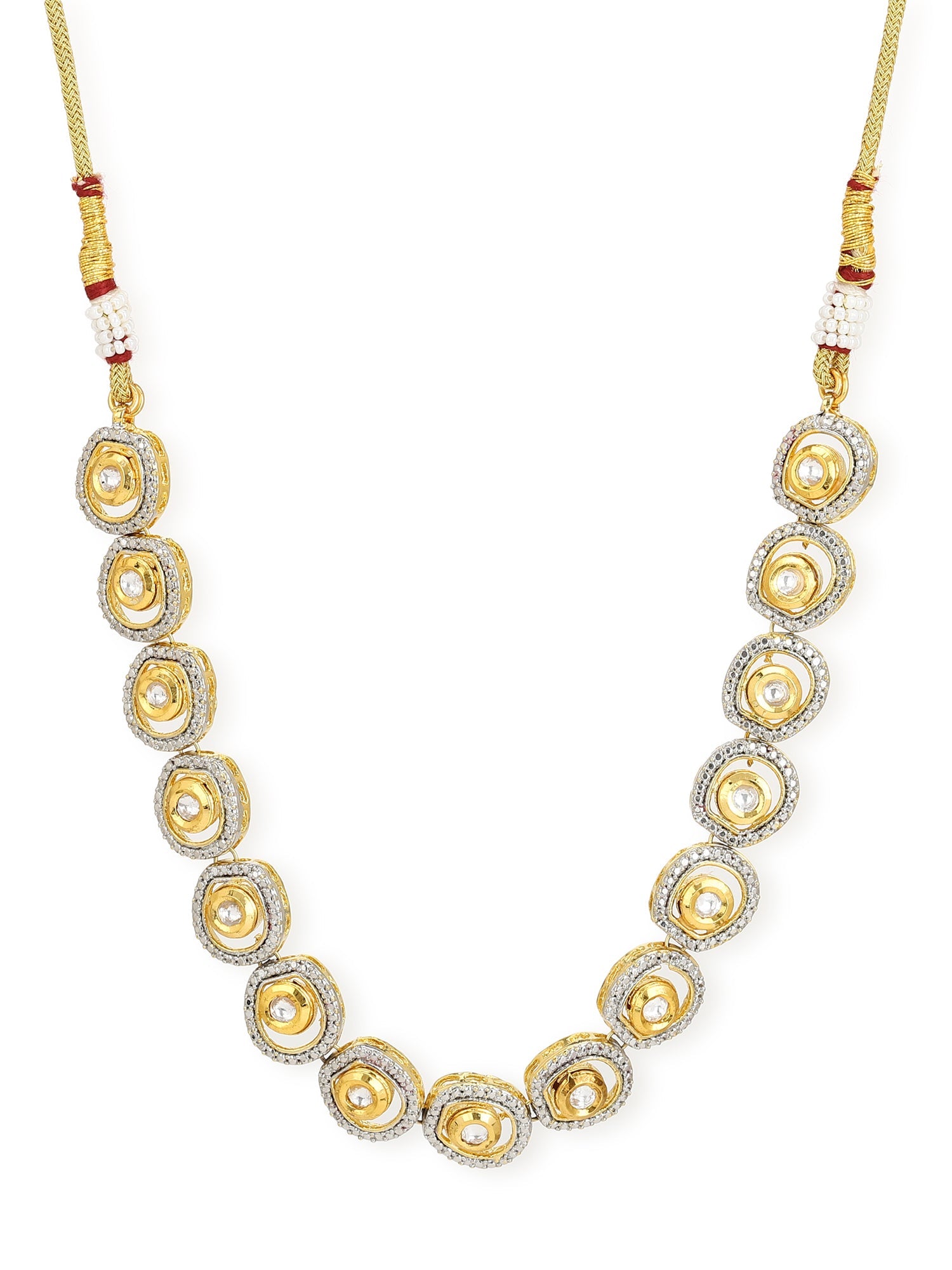 Women's Gold-Plated Kundan Studded Necklace - Ruby Raang - Distacart