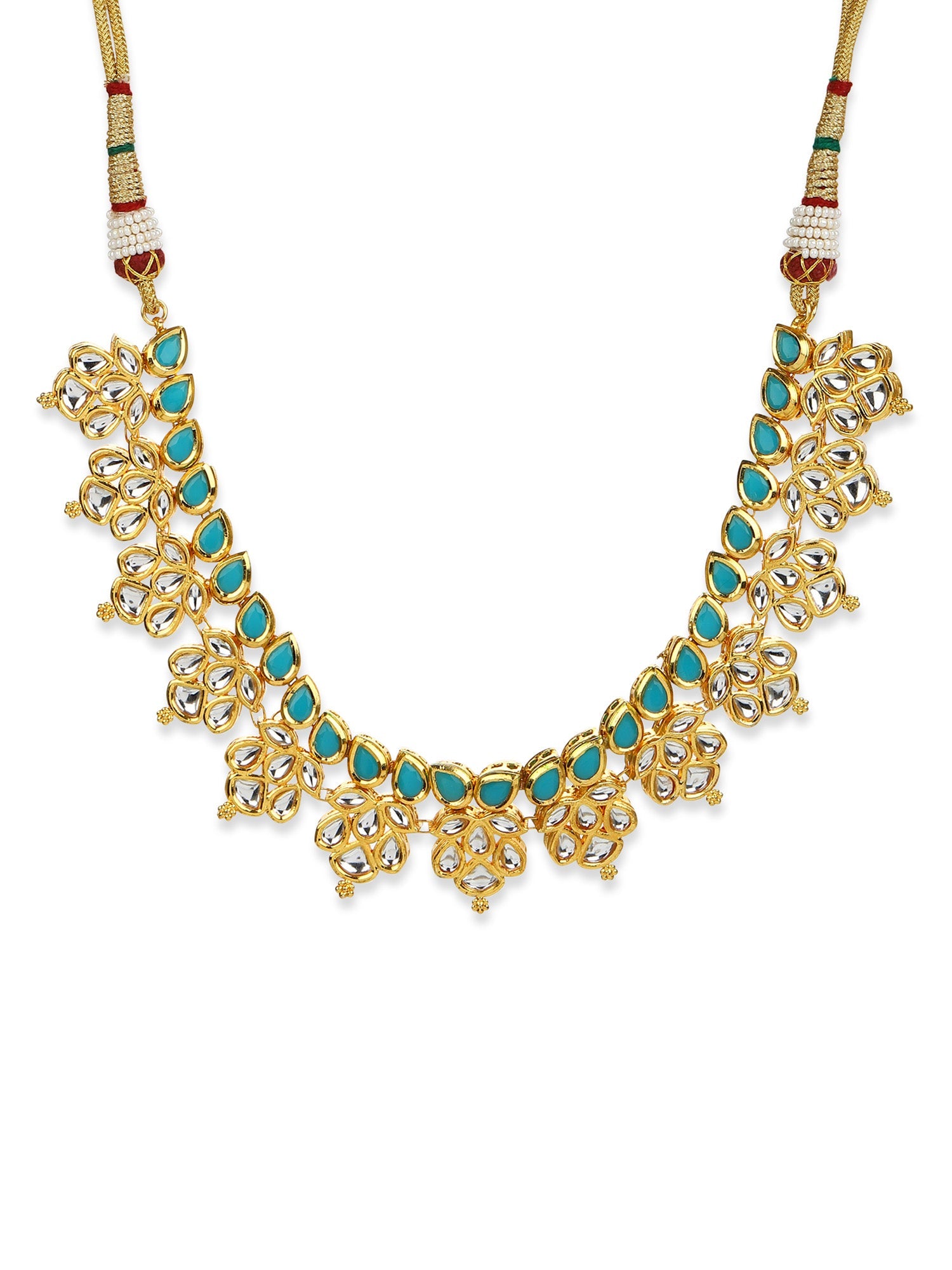 Gold-Toned Blue Brass Gold-Plated Necklace - Ruby Raang - Distacart