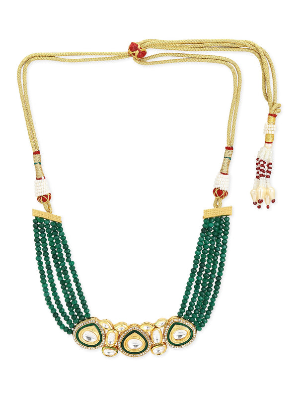 Gold-Plated Green Layered Necklace - Ruby Raang - Distacart